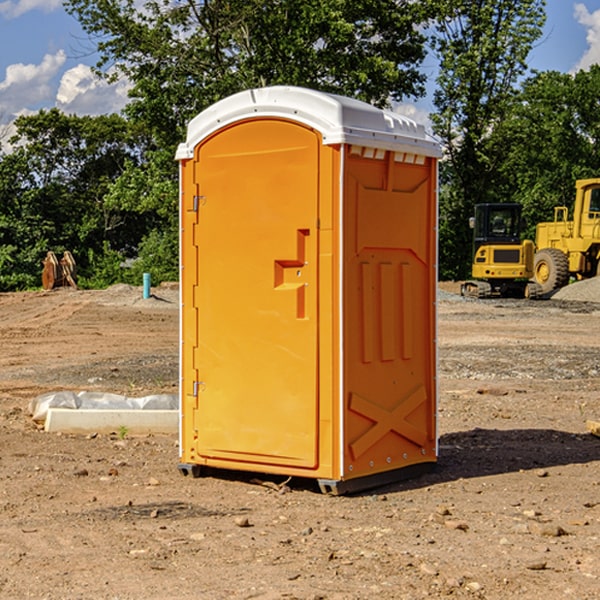 are there any restrictions on what items can be disposed of in the portable restrooms in Garden Farms